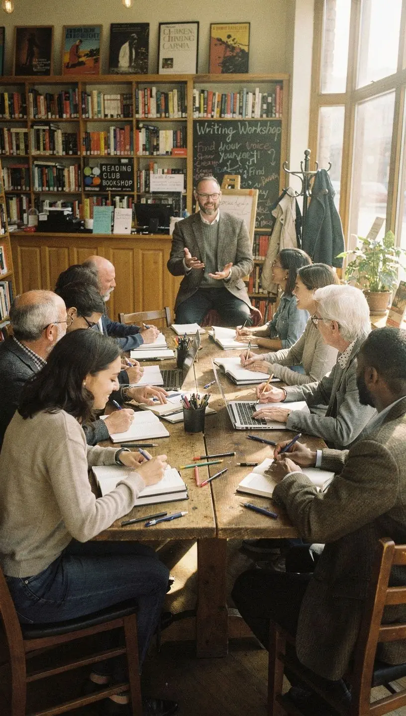 Ein Stapel neuer Buchveröffentlichungen, die auf einem Tisch präsentiert werden, um das Interesse der Besucher zu wecken.