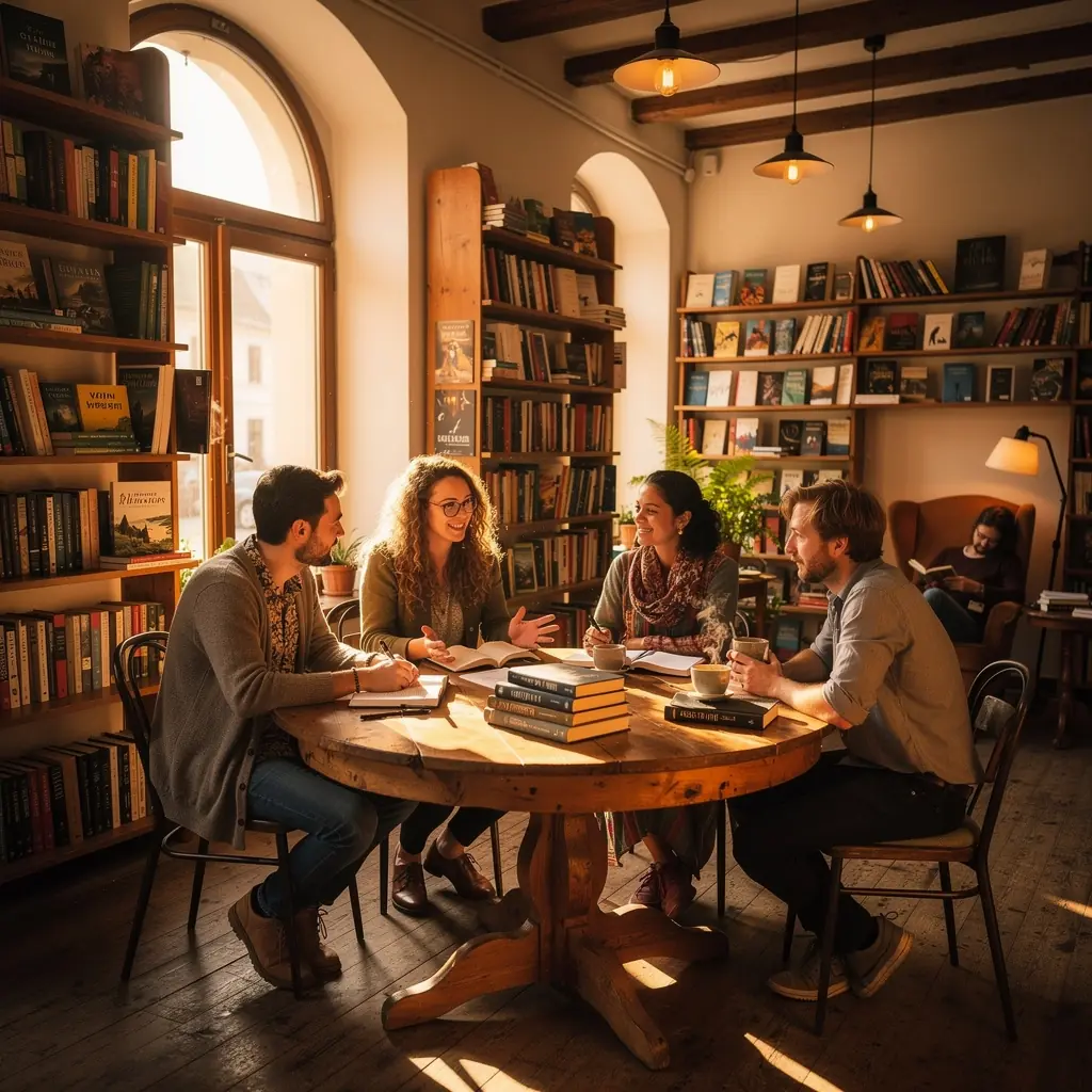 Ein gemütlicher Lesesaal mit bequemen Sesseln und Bücherregalen.