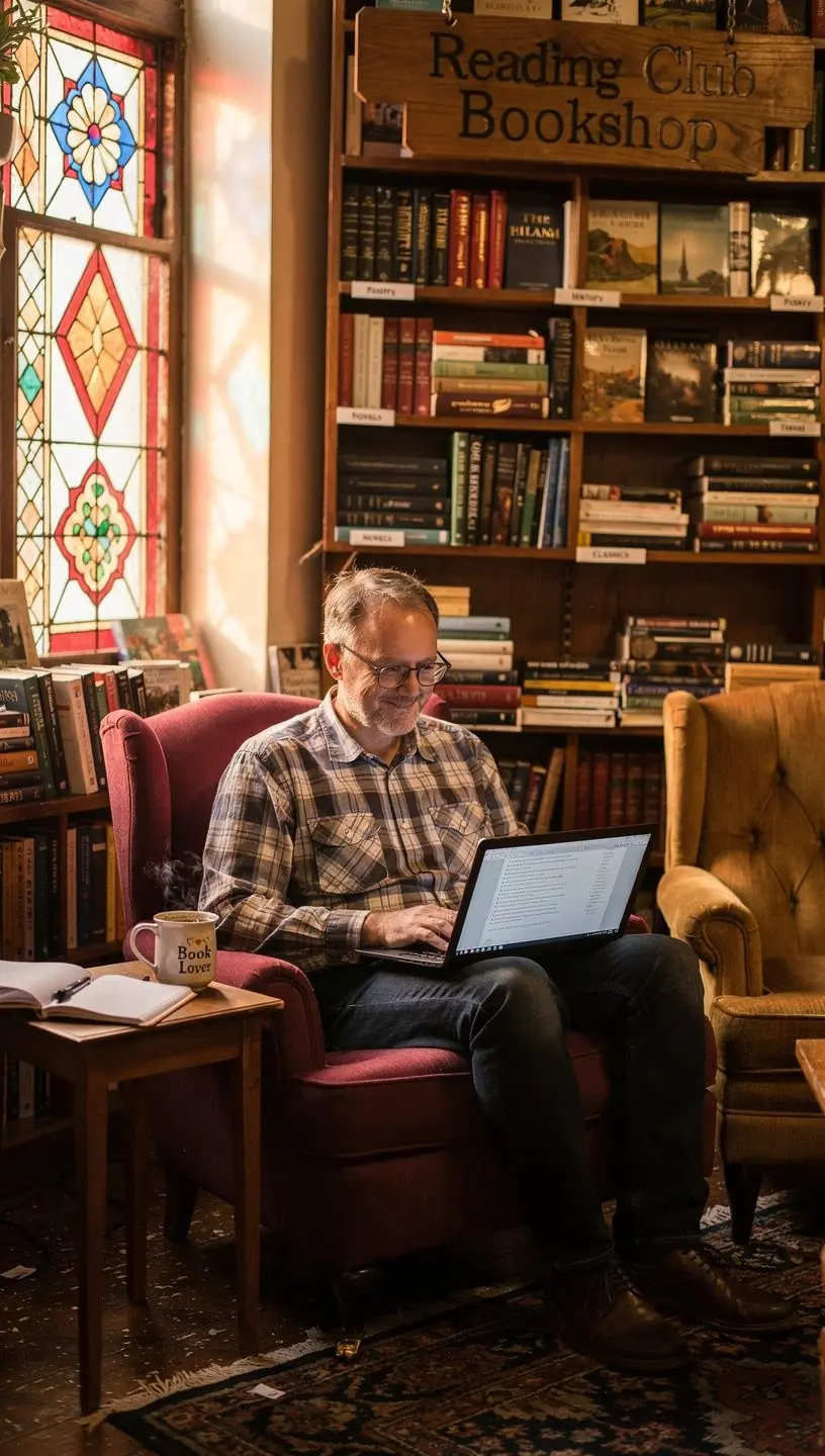 Ein Lesezeichen mit dem Logo des Buchclubs und einem inspirierenden Zitat über das Lesen.