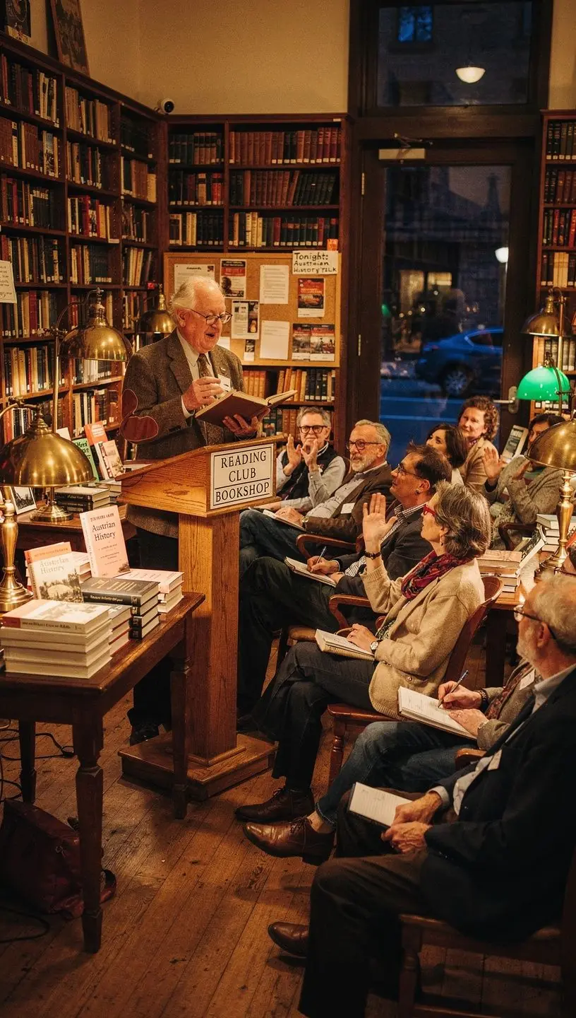 Ein einladender Buchladen mit Regalen voller Literatur und einer gemГјtlichen Leseecke.